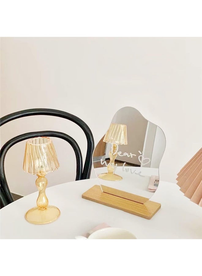 TPGP Acrylic Makeup Mirror Frameless Table Mirror Decorative Irregular Mirror Small With Wooden Base Cosmetic Table Mirror For Bedroom Living Room Hotels Room Decoration Aesthetic - Image 2