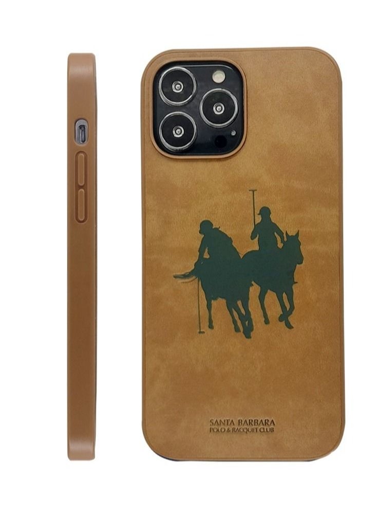 SANTA BARBARA POLO & RACQUET CLUB Umbra Series PU Leather Phone Case for iPhone 14 Pro – Slim Fit Shockproof Cover with Real Microfiber Lining, 360° Drop Protection, Wireless Charging Support, Anti-Slip Grip, Scratch Resistant, Premium Finish – Brown  - Image 1