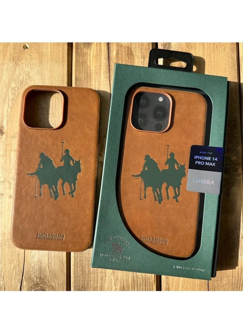 SANTA BARBARA POLO & RACQUET CLUB Umbra Series PU Leather Phone Case for iPhone 14 Pro – Slim Fit Shockproof Cover with Real Microfiber Lining, 360° Drop Protection, Wireless Charging Support, Anti-Slip Grip, Scratch Resistant, Premium Finish – Brown  - Image 4