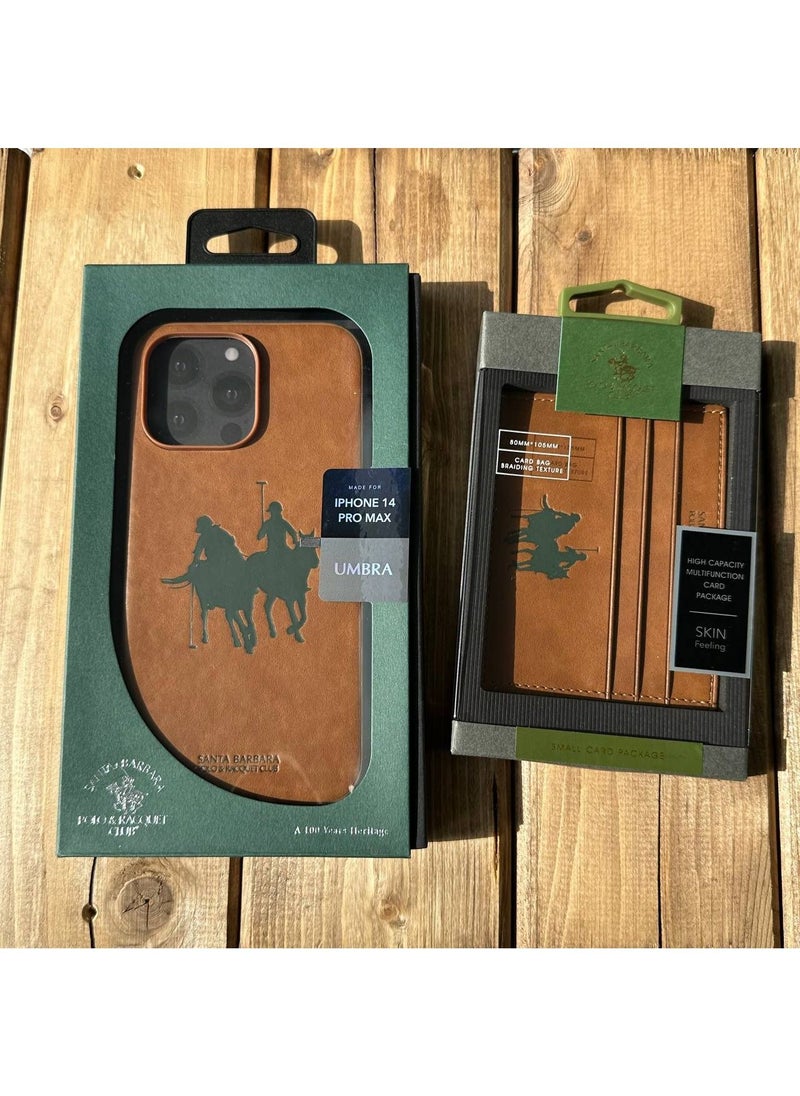 SANTA BARBARA POLO & RACQUET CLUB Umbra Series PU Leather Phone Case for iPhone 14 Pro – Slim Fit Shockproof Cover with Real Microfiber Lining, 360° Drop Protection, Wireless Charging Support, Anti-Slip Grip, Scratch Resistant, Premium Finish – Brown  - Image 5