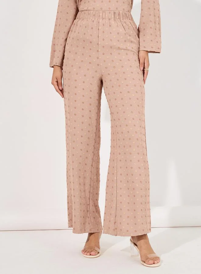 Styli Dobby Longline Top & Wide Leg Pants Modest Set
