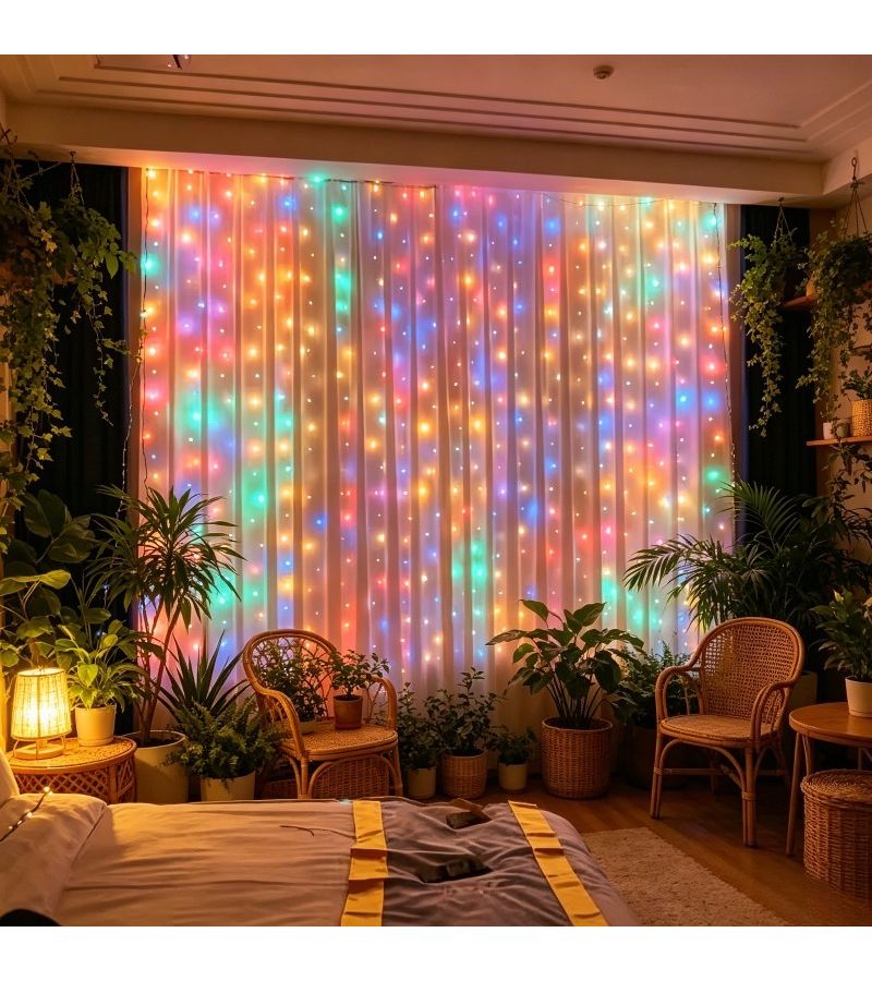 USB Powered Curtain String Lights 200 LED Polychromatic Remote Control With 8 Modes For Wedding Party Home Bedroom New Year Decoration - Image 4