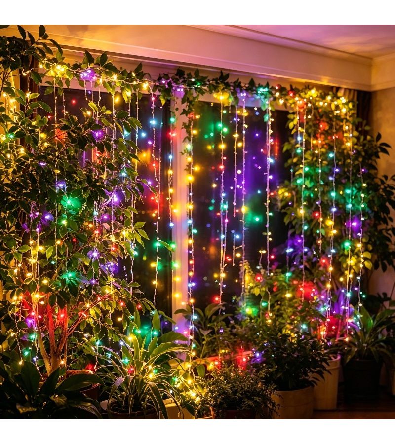USB Powered Curtain String Lights 200 LED Polychromatic Remote Control With 8 Modes For Wedding Party Home Bedroom New Year Decoration - Image 5
