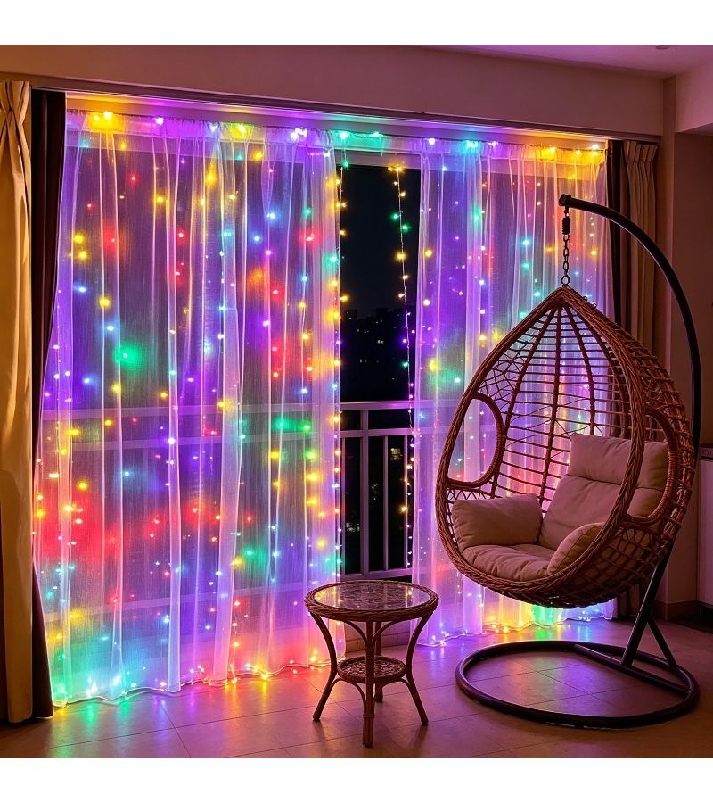 USB Powered Curtain String Lights 200 LED Polychromatic Remote Control With 8 Modes For Wedding Party Home Bedroom New Year Decoration - Image 2