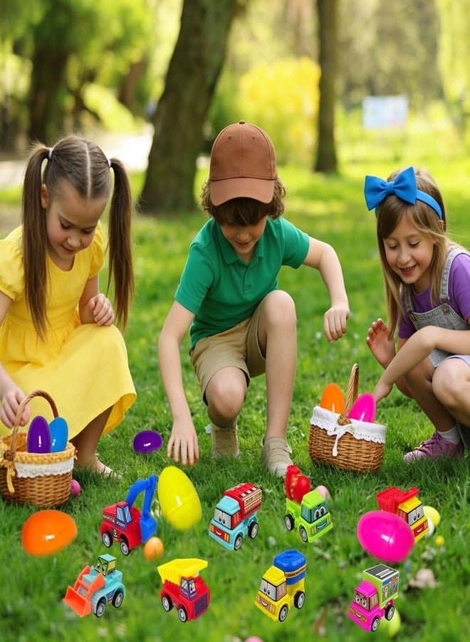 JoFAN 8 Pack Prefilled Plastic Easter Eggs with Pull Back Engineering Cars Toys Inside for Kids Boys Girls Toddlers Easter Basket Stuffers Gifts Party Favors - Image 4