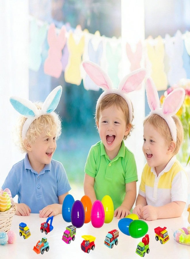JoFAN 8 Pack Prefilled Plastic Easter Eggs with Pull Back Engineering Cars Toys Inside for Kids Boys Girls Toddlers Easter Basket Stuffers Gifts Party Favors - Image 3