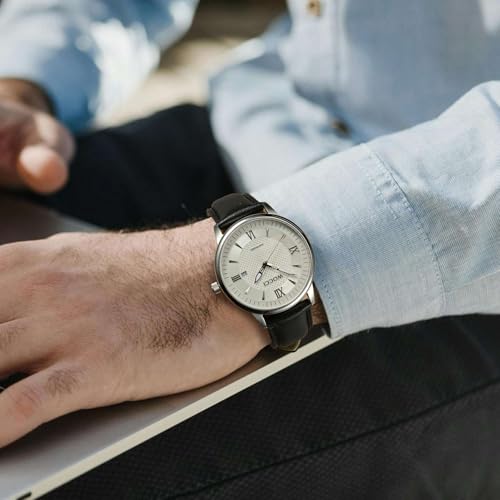 WOCCI 20mm Vintage Leather Watch Band for Men and Women, Gold Buckle (Black) - Image 2