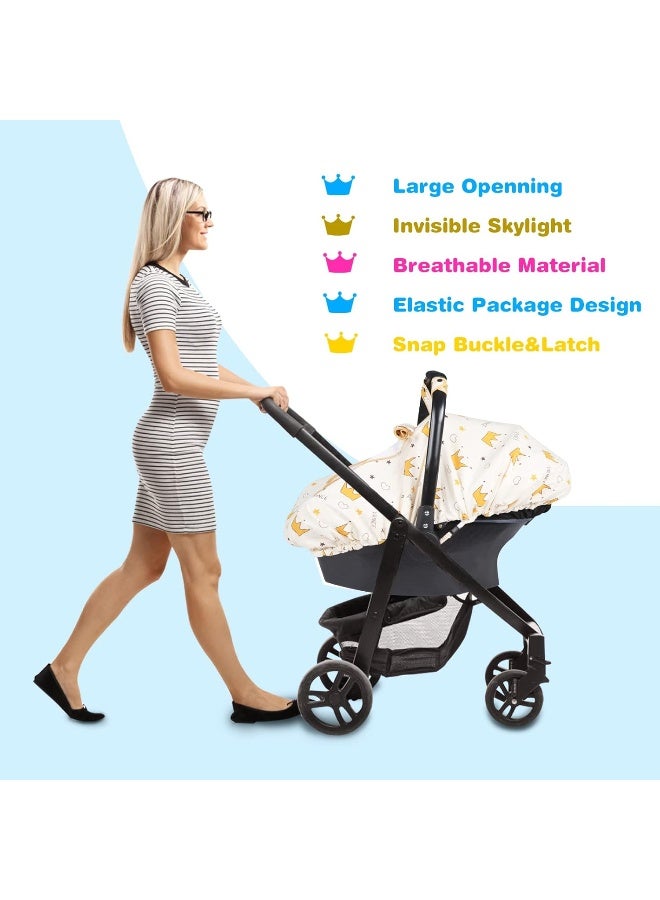 SMTTW Baby Car Seat Cover - Universal Fit, Snug, Breathable, Canopy for Boys/Girls, Ideal for All Seasons (Crown) - Image 5