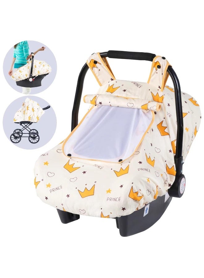 SMTTW Baby Car Seat Cover - Universal Fit, Snug, Breathable, Canopy for Boys/Girls, Ideal for All Seasons (Crown) - Image 1