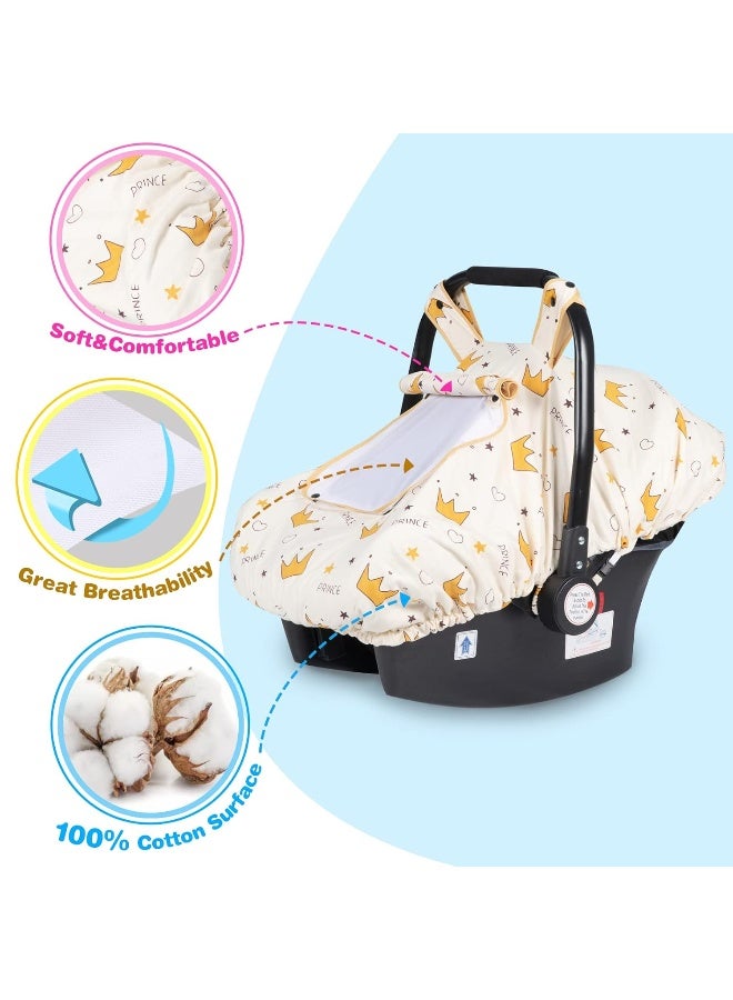 SMTTW Baby Car Seat Cover - Universal Fit, Snug, Breathable, Canopy for Boys/Girls, Ideal for All Seasons (Crown) - Image 3