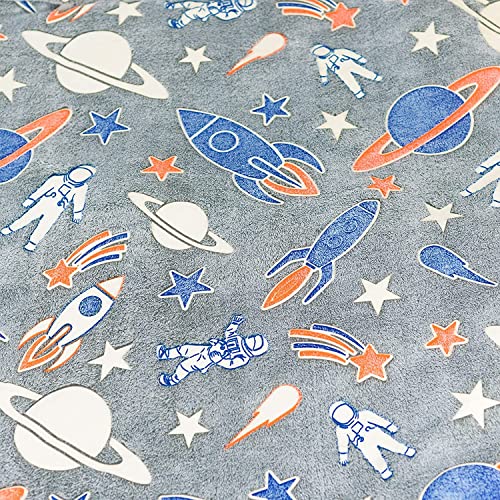 BLiSS HUES Glow in The Dark Blanket Gifts for Toddler Kids Teen Girls|Bedroom Décor, Lightweight Throw Blankets|Soft Cozy Fluffy Luminous Throw Blanket - Grey Rocket - Image 3