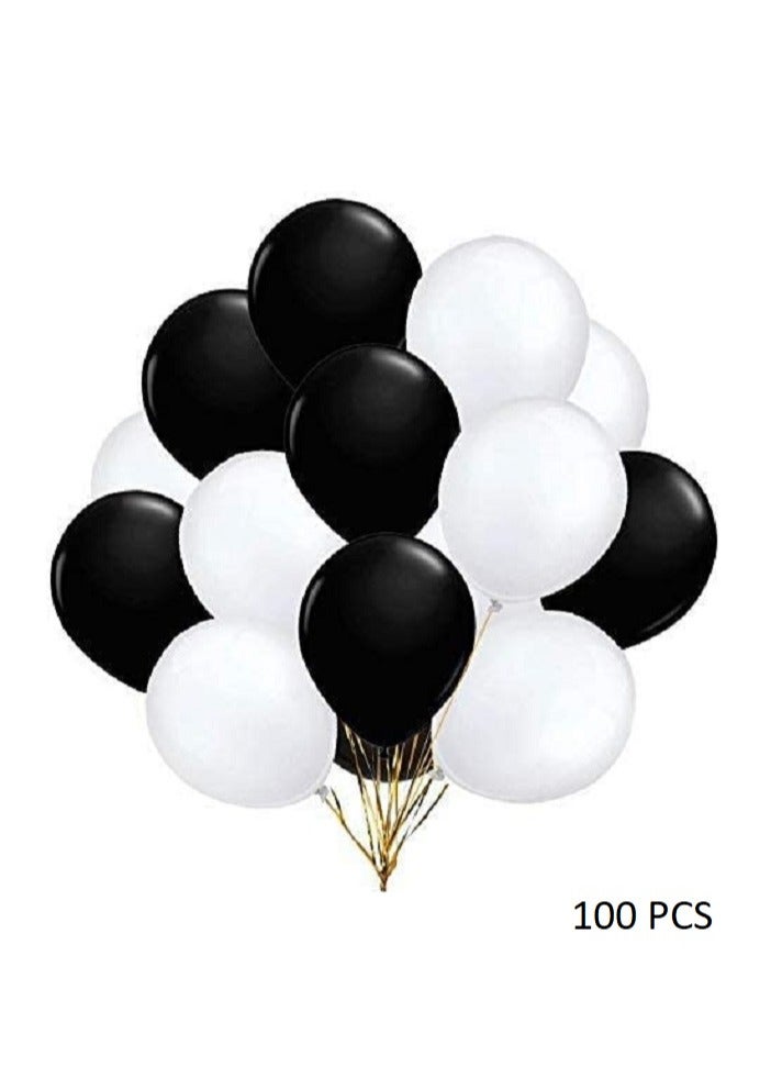 بوكسوودس 100 قطعة من البالونات باللونين الأبيض والأسود لتزيين حفلات أعياد الميلاد والذكرى السنوية وحفلات التخرج - Image 1
