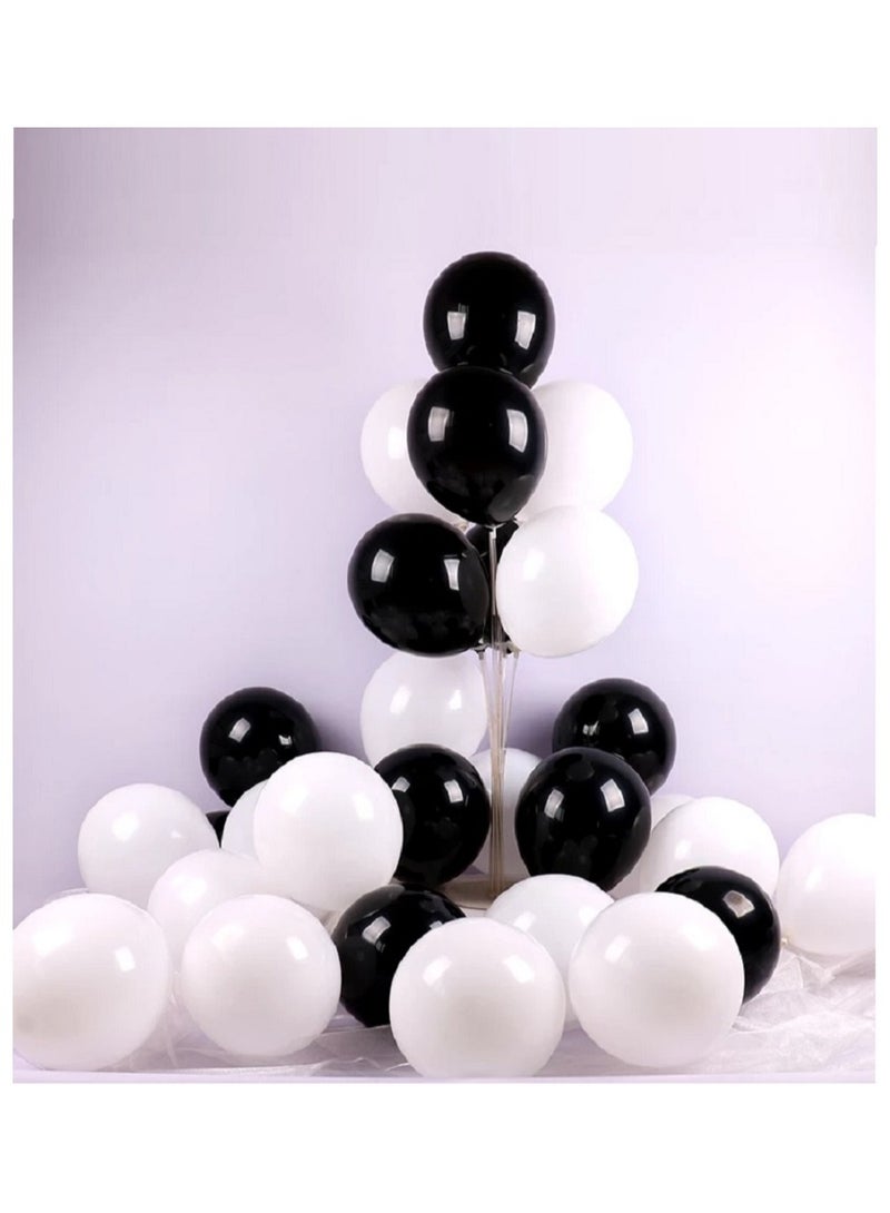 بوكسوودس 100 قطعة من البالونات باللونين الأبيض والأسود لتزيين حفلات أعياد الميلاد والذكرى السنوية وحفلات التخرج - Image 2