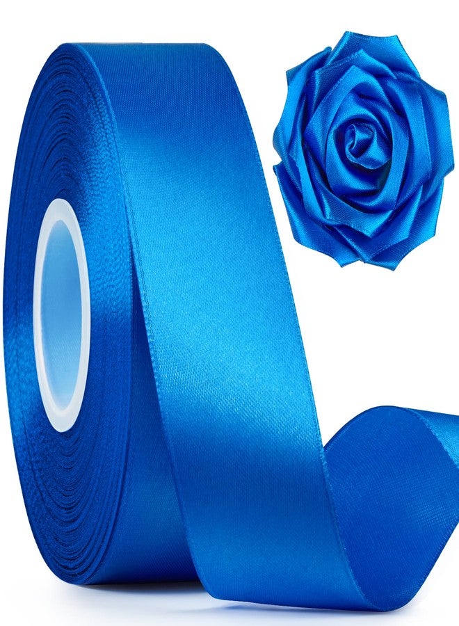 Mauproy 1-1/2 Inches Wide Satin Ribbon, 50 Yards Solid Fabric Ribbon for Wedding Party Decoration DIY Crafts Bows Floral Bouquets Hair Accessories (Blue) - Image 1