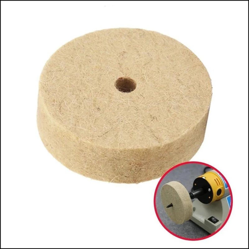Wool Polishing Wheel: 3In Beige Premium Dense Wool Felt - Universal Size For Rotary Tools Bench Grinders, Dual-Purpose For Metal Non-Metal For Automotive Jewelry DIY Workshops - Image 1