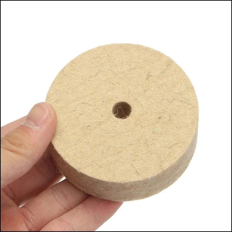 Wool Polishing Wheel: 3In Beige Premium Dense Wool Felt - Universal Size For Rotary Tools Bench Grinders, Dual-Purpose For Metal Non-Metal For Automotive Jewelry DIY Workshops - Image 3