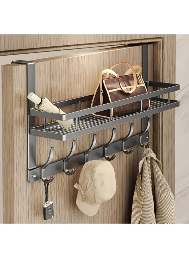 DubaiGallery 2-Tier Over Door Hook Rack with Shelf – Stainless Steel Hanging Organizer for Entryway, Bathroom, Bedroom, or Closet - Image 4