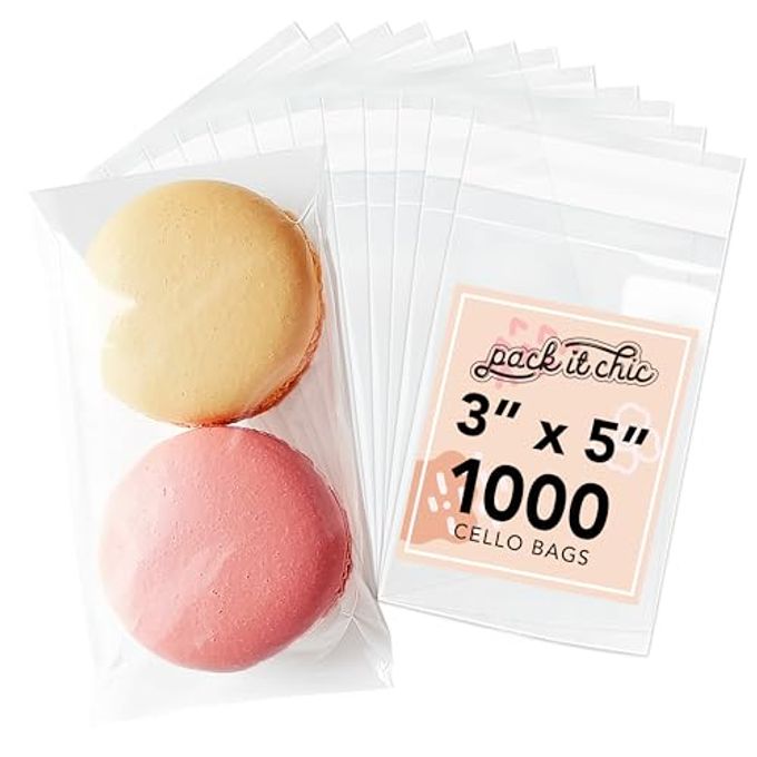 Pack It Chic - 3â€ X 5â€ (1000 Pack) Clear Resealable Cello Bags - Candy, Treats, and Party Favors - Self Seal