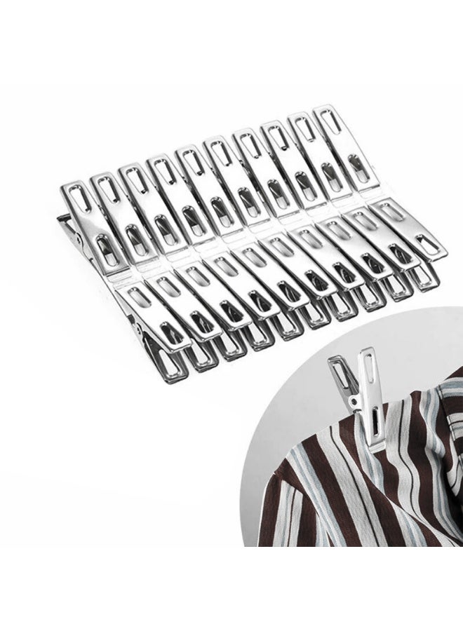 20pcs Stainless Steel Flat Mouth Clothes Clips,4.5 cm - Image 1