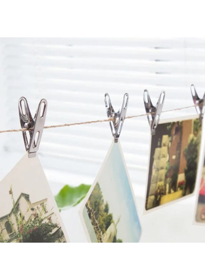 20pcs Stainless Steel Flat Mouth Clothes Clips,4.5 cm - Image 2