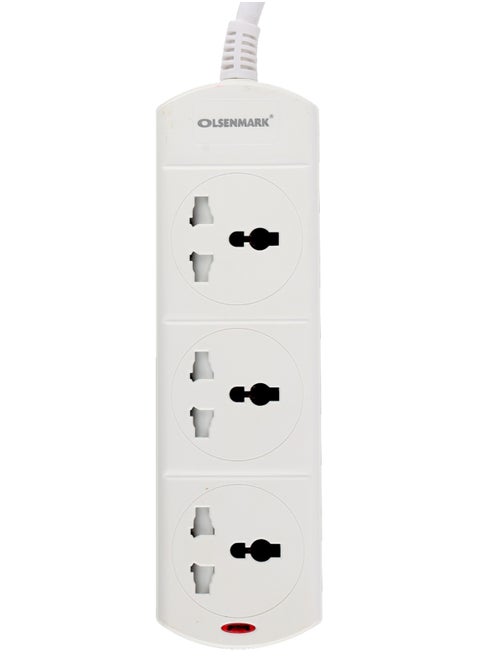 Olsenmark 3 Way Extension Socket 13A Extension Lead Strip, Led Indicators, Child Safe, Over Current Protected