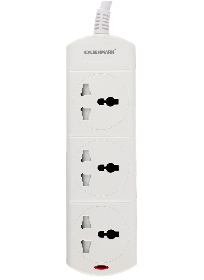 Olsenmark - Olsenmark 3 Way Extension Socket 13A Extension Lead Strip, Led Indicators, Child Safe, Over Current Protected - Image 1
