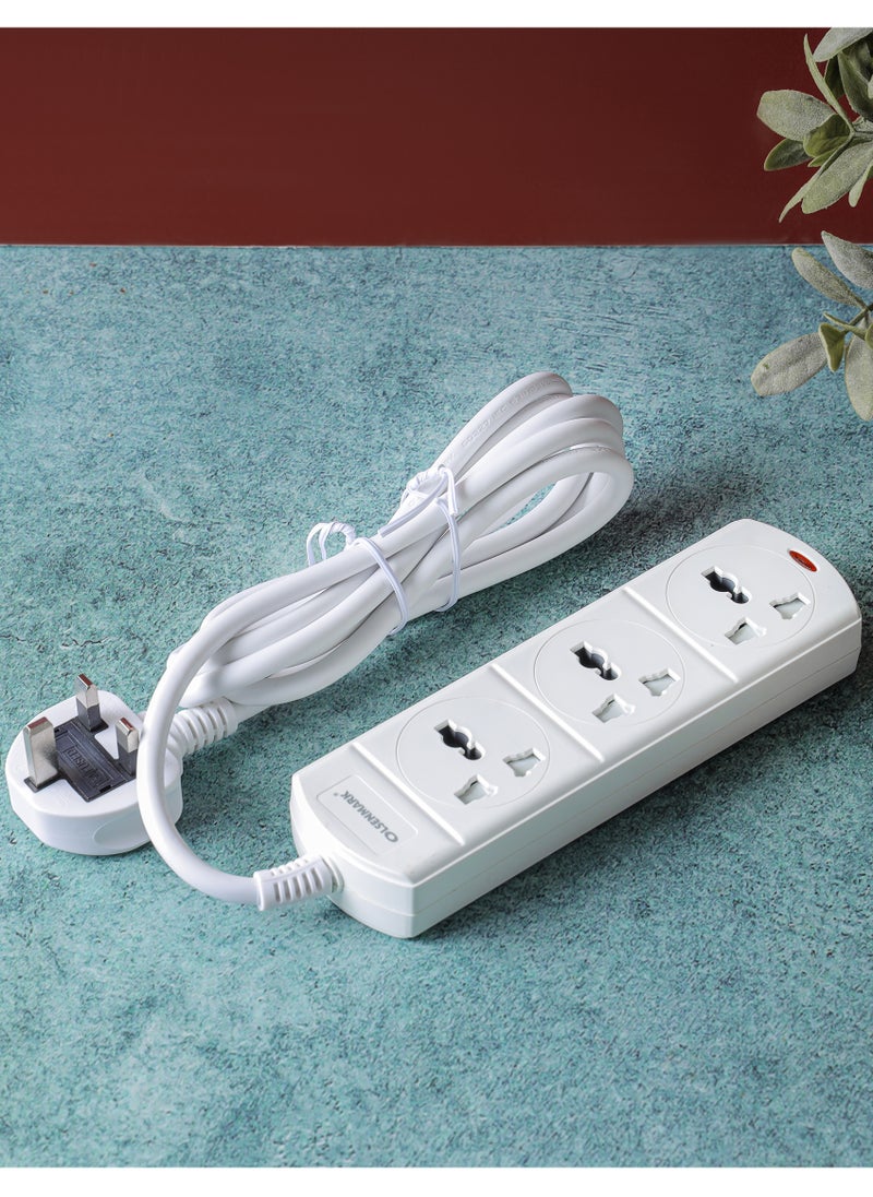 Olsenmark - Olsenmark 3 Way Extension Socket 13A Extension Lead Strip, Led Indicators, Child Safe, Over Current Protected - Image 1