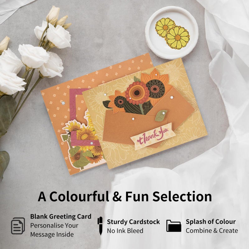 CREATIVETREES Card Making Kits Greeting Cards DIY Sunflower Thank You Cards with Envelopes, 9 Sets, Includes Wedding Thank You Cards, Sunflower Birthday Cards - Image 3