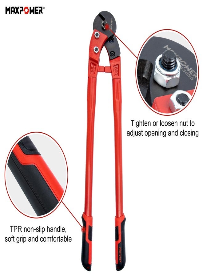 قواطع أسلاك MAXPOWER، قاطعة حبال أسلاك شديدة التحمل مقاس 24 بوصة، قاطعة كابلات صناعية شديدة التحمل لحبال الأسلاك الصلبة، وأسلاك الفولاذ المقاوم للصدأ - Image 4