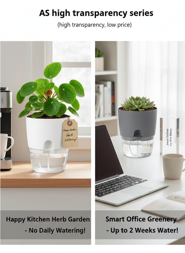 THUGFIT Self Watering Planter Pots, 4 Pack African Violet Pots A 705 for Indoor Outdoor Windowsill Gardens, Self Aerating, High Drainage, Deep Reservoir Mini Self-Watering Pots (Set of 4) – Modern White High-Gloss Planters for Workstations, TV Shelves, and Home Decor - Image 3