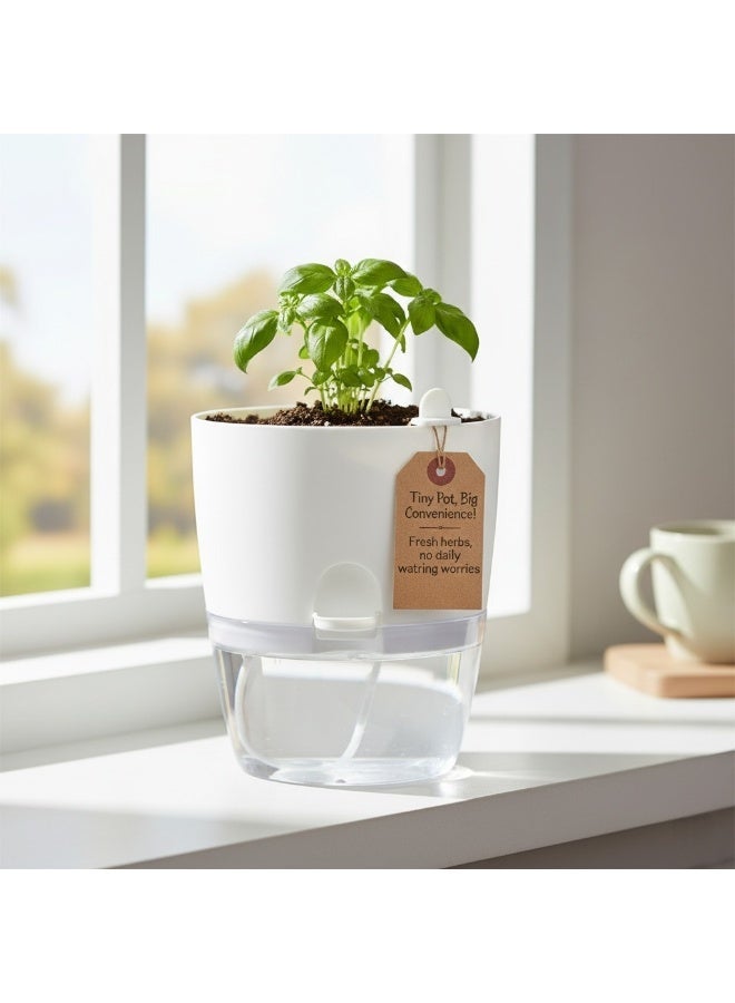 THUGFIT Self Watering Planter Pots, 4 Pack African Violet Pots A 705 for Indoor Outdoor Windowsill Gardens, Self Aerating, High Drainage, Deep Reservoir Mini Self-Watering Pots (Set of 4) – Modern White High-Gloss Planters for Workstations, TV Shelves, and Home Decor - Image 1
