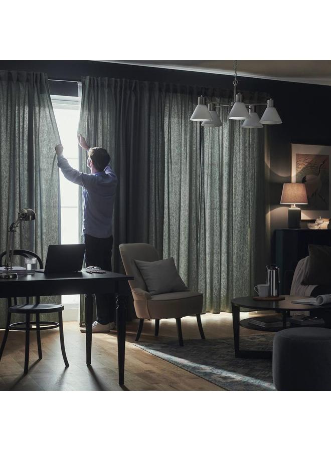 زبون ستائر تعتيم الغرفة، زوج واحد، مع شريط رأسي/أخضر داكن، 145×300 سم - Image 2