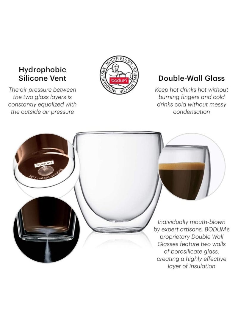 Bodum Pavina Double Wall Glass, Set of 2, 250ml - Image 3