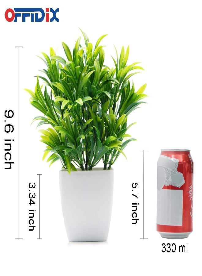 OFFIDIX Faux Plants Mini Potted Plastic Fake Green Plant Artificial Plants Aloe with White Square Pots for Home Decor (White Square Plastic Pots) - Image 2