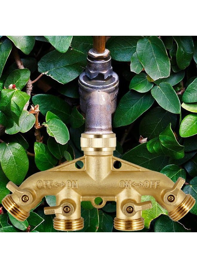 Triumpeek 4 Way Brass Hose Splitter, Heavy Duty 4-Way Garden Hose Connector 3/4 Inch, Solid 4 Way Hose Adapter - Image 5