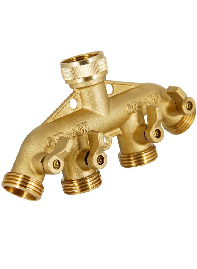 Triumpeek 4 Way Brass Hose Splitter, Heavy Duty 4-Way Garden Hose Connector 3/4 Inch, Solid 4 Way Hose Adapter - Image 4