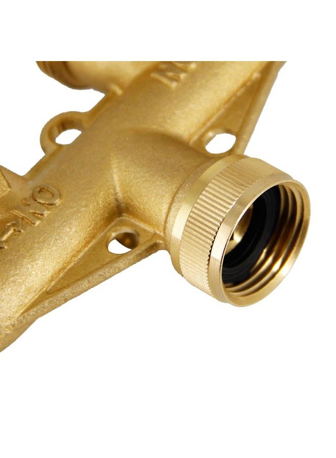 Triumpeek 4 Way Brass Hose Splitter, Heavy Duty 4-Way Garden Hose Connector 3/4 Inch, Solid 4 Way Hose Adapter - Image 2