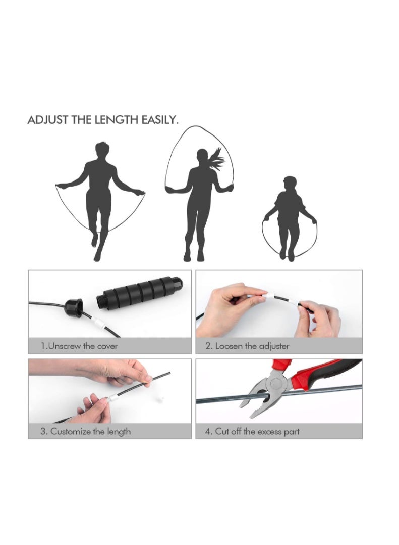 Loocio Jump Rope, Tangle-Free Rapid Speed Jumping Rope Cable with Ball Bearings for Women, Men, and Kids, Adjustable Steel Jump Rope Workout with Foam Handles for Fitness, Home Exercise & Slim Body - Image 4