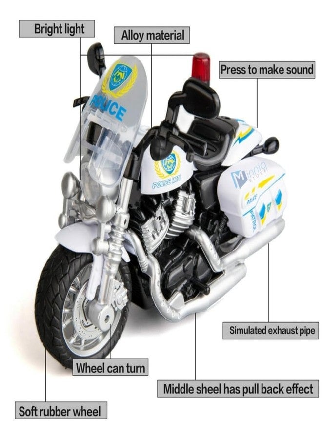 TONIRY Police Motorcycle Toy - Pull Back Motorcycle Toys, Tiny Gift with Music Lighting, Latte Motorcycles Toy for Kids Boys Age 3-8 Year Old [Multicolor] (Motorcycle Police- Multicolor) - Image 3