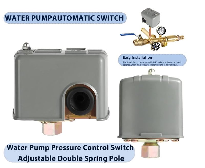 YSD Pressure Switch for Well Pump, 40-60PSI, Adjustable Differential, 1/4" NPT, Automatic, Grey - Image 4