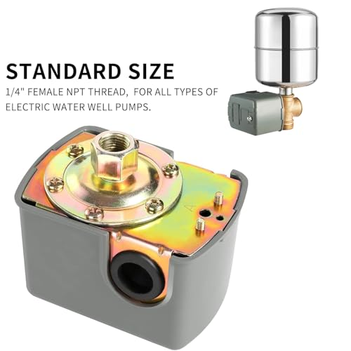 YSD Pressure Switch for Well Pump, 40-60PSI, Adjustable Differential, 1/4" NPT, Automatic, Grey - Image 5