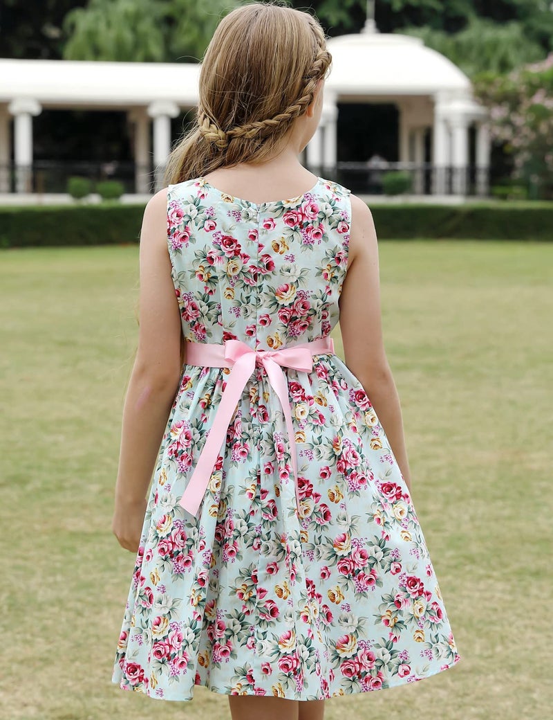 PrinceSasa Sleeveless Summer Girls Toddler Kids Floral Dress Clothes,E5,7-8 Years(Size 140) - Image 3