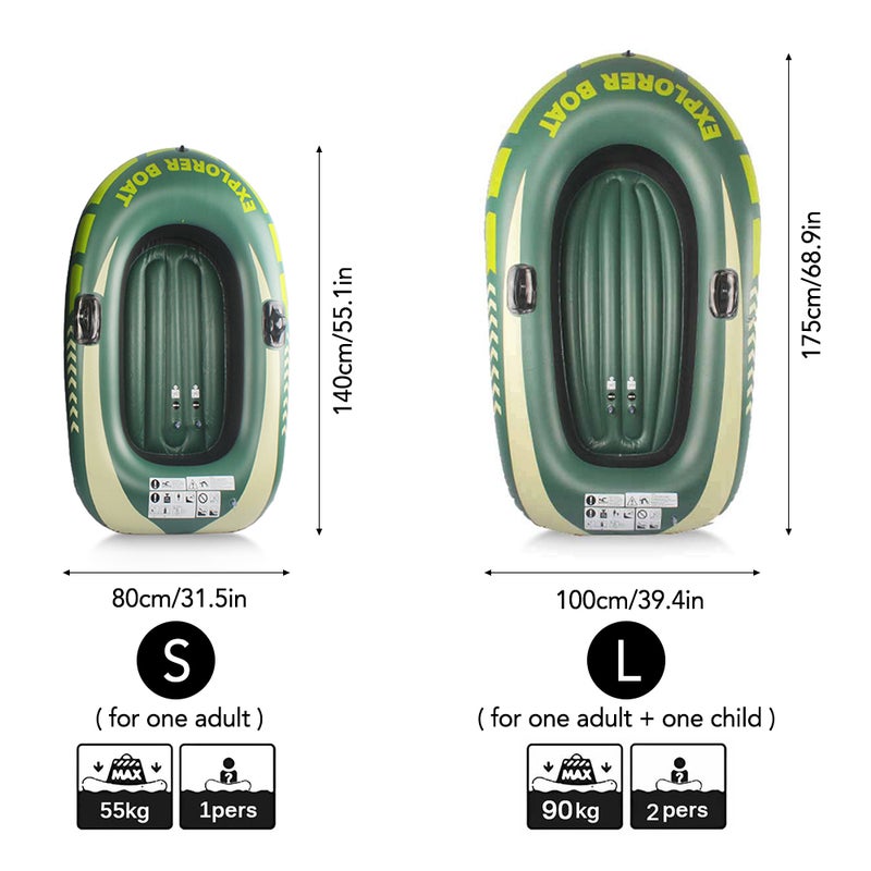 Inflatable Boat Fishing Boat for 1 Adult & 1 Child Summer Fun Boat Canoe Kayak - Image 2