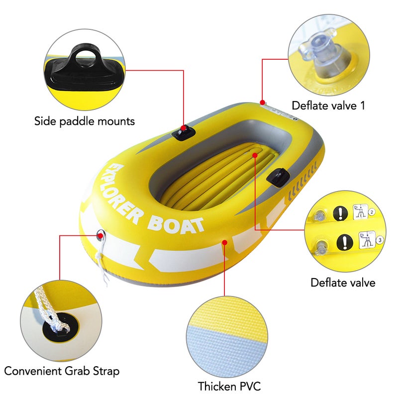 Inflatable Boat Fishing Boat for 1 Adult & 1 Child Summer Fun Boat Canoe Kayak - Image 3