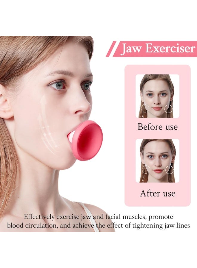 Facial Jaw Exerciser, Jaw Face Slimmer, Jaw Trainer & Jawline Shaper - Silicone, BPA Free, Jaw Liner Tool for Tone Face, Face Fat Reducer, Remove a Double Chin, Women Men（pink） - Image 4