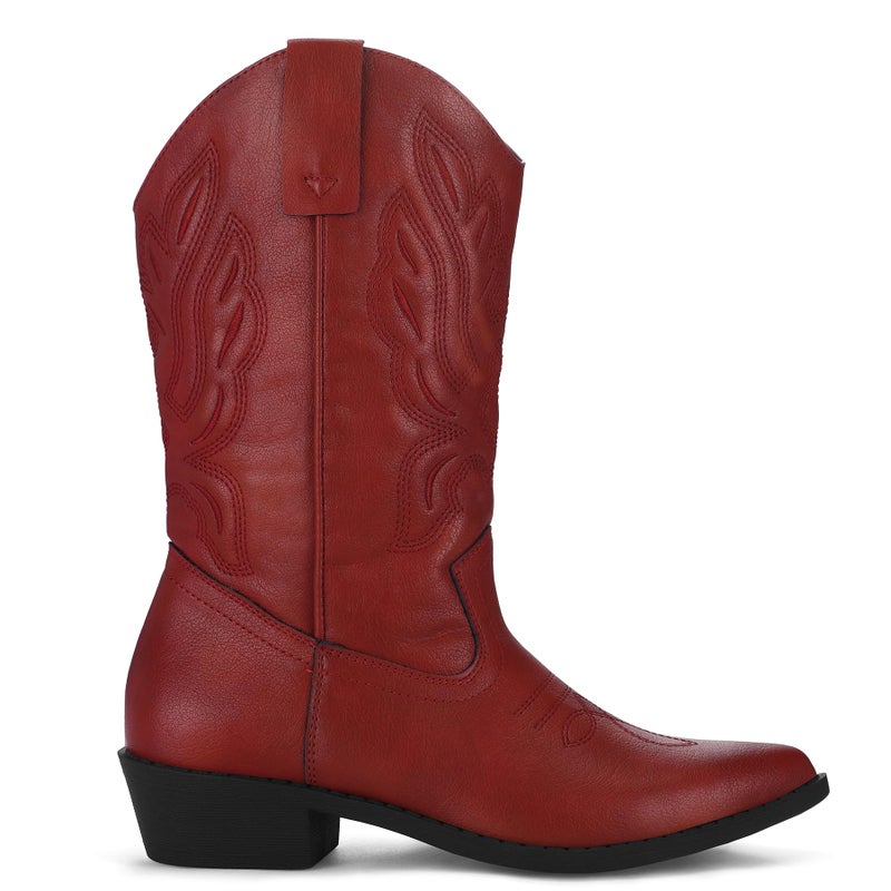 mysoft Women's Western Cowboy Boots Embroidered Mid-Calf Pointed Toe Cowgirl Boot - Image 3