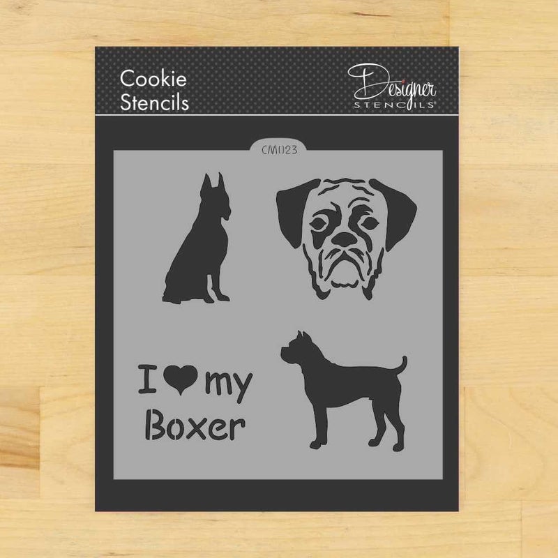 Designer Stencils I Love my Boxer Cookie and Craft Stencil CM023 by Designer Stencils - Image 1