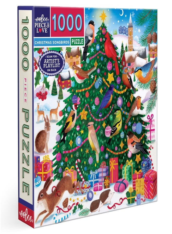 إيبو لغز الصور المقطوعة المربعة 1000 قطعة من eeBoo Christmas Songbirds، 23 بوصة × 23 بوصة - Image 1