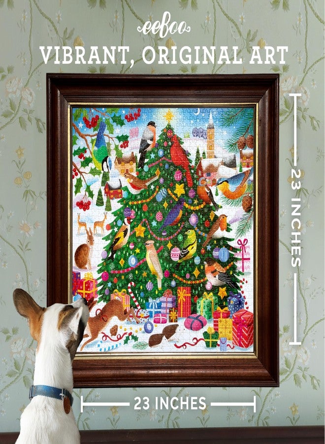إيبو لغز الصور المقطوعة المربعة 1000 قطعة من eeBoo Christmas Songbirds، 23 بوصة × 23 بوصة - Image 3