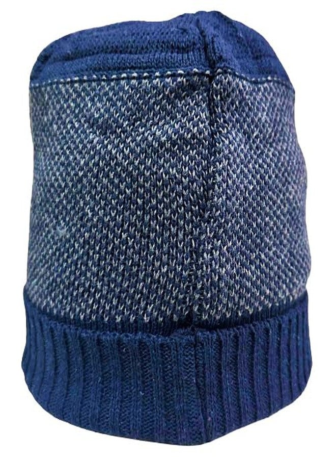 Alexvyan 1 Set Hat Style Soft Cap and Scarf Imported warm Snow and Air Proof Fleece Knitted Cap (Inside Fur) Woolen Beanie Winter Cap With Scarf for Men Boy Male (Blue Hat) - Image 4